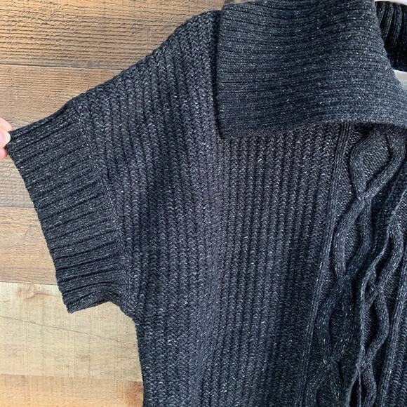 Michael Kors Cable Knit Short Sleeve Cardigan Sweater Navy Blue Size Large - Picture 3 of 9